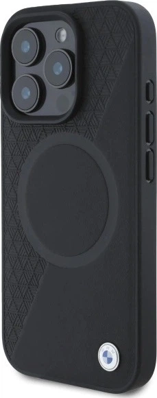 Etui plecki BMW Sign Leather Half Textured And Circle MagSafe do Apple iPhone 16 Pro Max Black (BMHMP16X23RTPK) - obraz 2