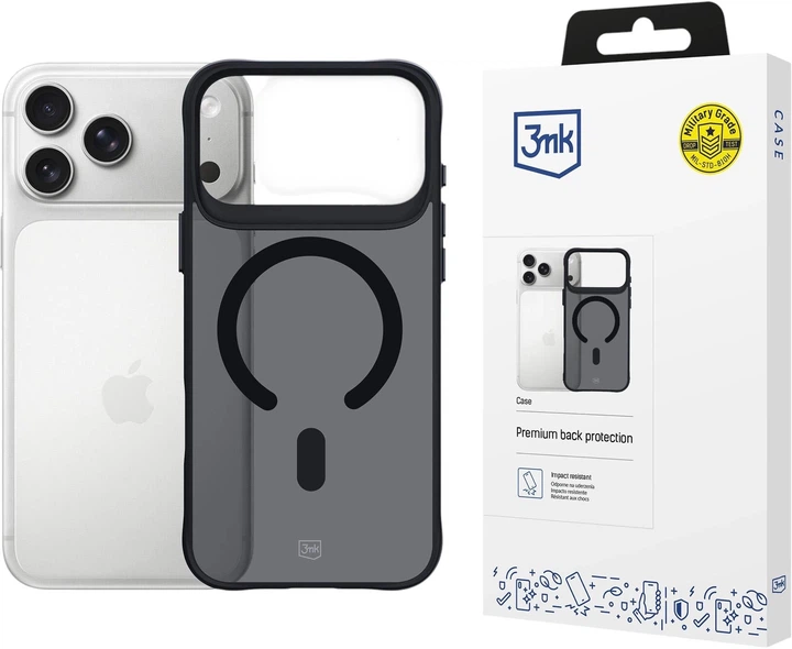 Etui plecki 3MK Smoke MagCase do Apple iPhone 17 Pro Transparent/Black (5903108665254) - obraz 2