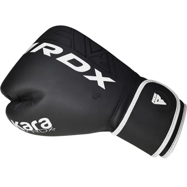 Рукавички боксерські з капою RDX F6 Kara Matte розмір 10 унцій, чорно-білі - Фото 2 Рукавички боксерські з капою RDX F6 Kara Matte розмір 10 унцій, чорно-білі - изображение 2