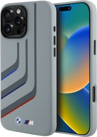 Etui plecki BMW Silicone Turning Lines MagSafe do Apple iPhone 16 Pro Max Gray (BMHMP16X23SLIG) - obraz 1