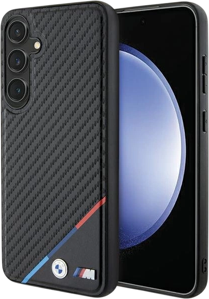 Etui plecki BMW Carbon Tricolor Line MagSafe do Samsung Galaxy S24 Black (BMHMS24S23PUDTK) - obraz 1