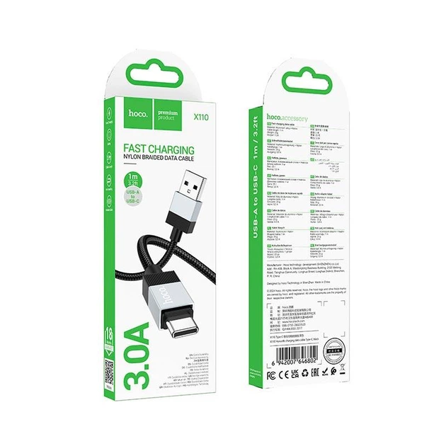 Кабель HOCO Type-C Honorific charging data cable X110 | 1m, 3A | - зображення 2