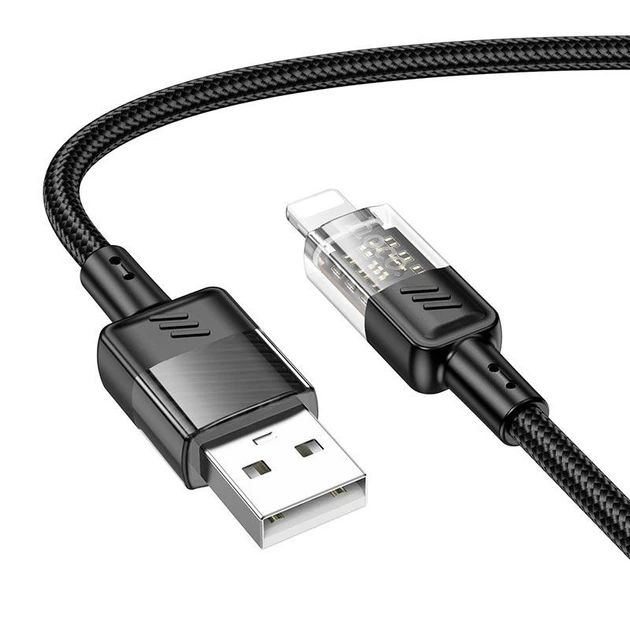 Кабель HOCO Lightning Spirit transparent charging data cable U129 |2.4A, 1.2M| - Фото 1 Кабель HOCO Lightning Spirit transparent charging data cable U129 |2.4A, 1.2M| - изображение 1