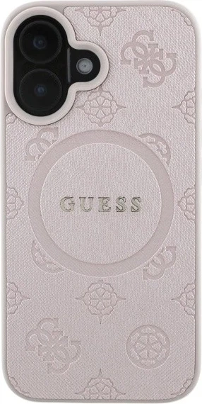 Etui Guess Saffiano Peony Classic Logo MagSafe do Apple iPhone 16 Pink (GUHMP16SPSAPSMEP) - obraz 2