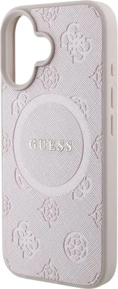 Etui Guess Saffiano Peony Classic Logo MagSafe do Apple iPhone 16 Pink (GUHMP16SPSAPSMEP) - obraz 6