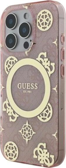 Etui Guess IML Peony On 4G Background MagSafe do Apple iPhone 16 Pro Max Pink (GUHMP16XH4PYEEP) - obraz 3