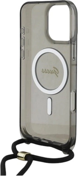 Etui Guess Crossbody Cord Script MagSafe do Apple iPhone 16 Pro Max Black (GUHMP16XHCTSGNSK) - obraz 6