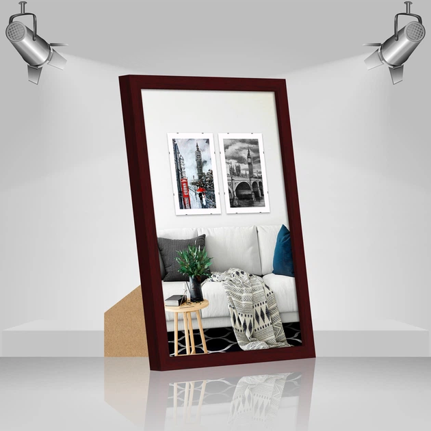 Фоторамка пластиковая 20х30 багет: AM1513-3031-1 Темное дерево (с акриловым стеклом 1.5мм, двп с ножкой) EmojiFrame - изображение 2
