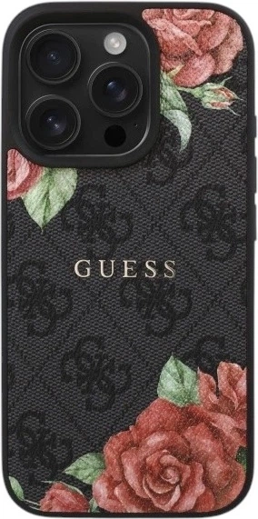 Etui Guess 4G Flowers Print MagSafe do Apple iPhone 16 Pro Max Black (GUHMP16XP4ROPEMCK) - obraz 2