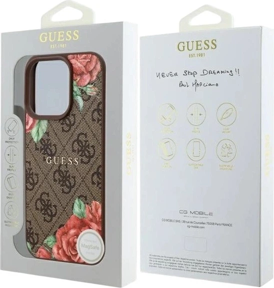 Etui Guess 4G Flowers Print MagSafe do Apple iPhone 16 Pro Max Brown (GUHMP16XP4ROPEMCW) - obraz 8