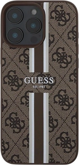 Etui Guess 4G Printed Stripes MagSafe do Apple iPhone 16 Pro Max Brown (GUHMP16XP4RPSW) - obraz 2