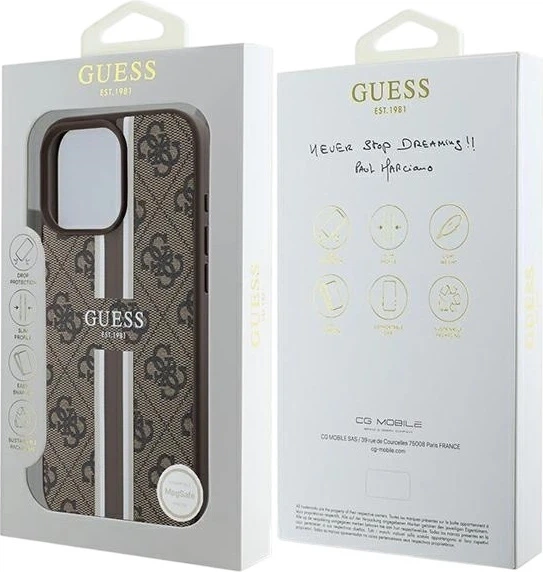 Etui Guess 4G Printed Stripes MagSafe do Apple iPhone 16 Pro Max Brown (GUHMP16XP4RPSW) - obraz 8