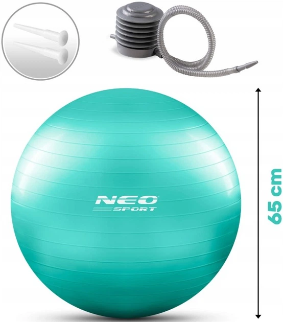 Piłka do ćwiczeń Neo Sport NS-951 65 cm Turkusowa (5903890606206) - obraz 2