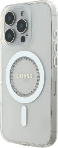 Etui Guess IML Rhinestones MagSafe do Apple iPhone 16 Pro Max White (GUHMP16XPFTDTEH) - obraz 3