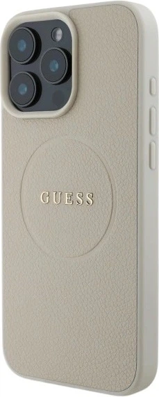 Etui Guess Grained Ring MagSafe do Apple iPhone 16 Pro Max Beige (GUHMP16XPGHSMME) - obraz 3
