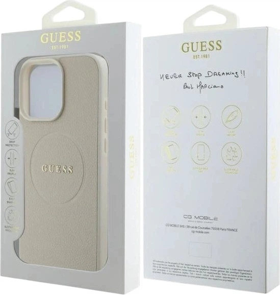 Etui Guess Grained Ring MagSafe do Apple iPhone 16 Pro Max Beige (GUHMP16XPGHSMME) - obraz 8