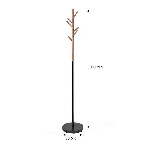 Wieszak na ubrania  Springos HG0033 z imitacją drewna 180 cm czarny (5907719410012) - obraz 7
