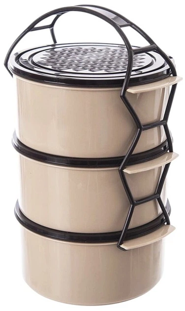 Zestaw pojemników na żywność Orion plastikowy 3-poziomowy 3 x 1.5 l (8595249615242) - obraz 1