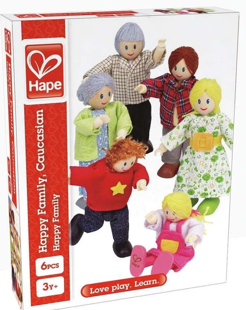 Набір фігурок Hape Щаслива кавказька сім'я (E3500) (6943478004566) - зображення 1