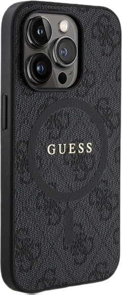 Etui plecki Guess 4G Collection Leather Metal Logo MagSafe do Apple iPhone 14 Pro Max Black(3666339226312) - obraz 4