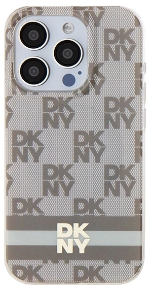 Etui DKNY IML Checkered Mono Pattern & Printed Stripes MagSafe do Apple iPhone 13/13 Pro Max Beige (3666339269449) - obraz 3