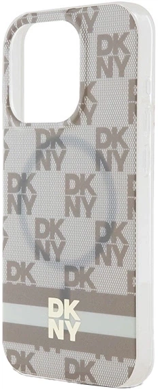Etui DKNY IML Checkered Mono Pattern & Printed Stripes MagSafe do Apple iPhone 14 Pro Beige (3666339269470) - obraz 5