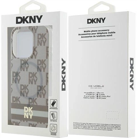 Etui DKNY IML Checkered Mono Pattern & Printed Stripes MagSafe do Apple iPhone 14 Pro Beige (3666339269470) - obraz 8