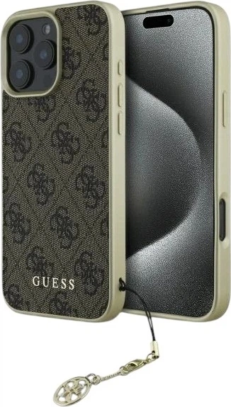 Etui Guess 4G Charms Collection do Apple iPhone 16 Pro Brown (GUHCP16LGF4GBR) - obraz 1