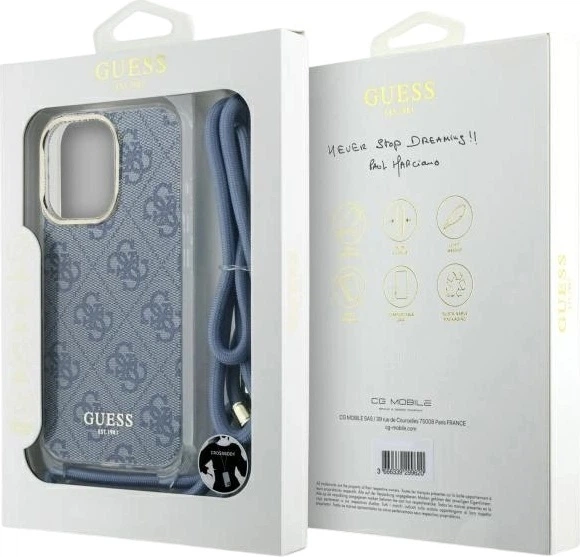 Etui Guess Crossbody Cord 4G Print do Apple iPhone 16 Pro Blue (GUHCP16LHC4SEB) - obraz 7
