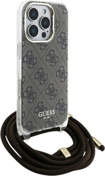 Etui Guess Crossbody Cord 4G Print do Apple iPhone 16 Pro Brown (GUHCP16LHC4SEW) - obraz 3