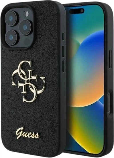 Etui Guess Fixed Glitter Big 4G do Apple iPhone 16 Pro Black (GUHCP16LHG4SGK) - obraz 1