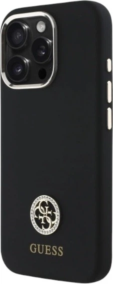Etui Guess Silicone Logo Strass 4G do Apple iPhone 16 Pro Black (GUHCP16LM4DGPK) - obraz 3