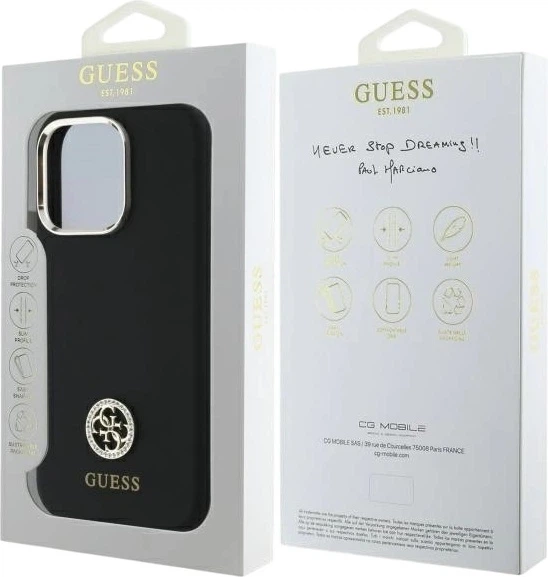 Etui Guess Silicone Logo Strass 4G do Apple iPhone 16 Pro Black (GUHCP16LM4DGPK) - obraz 8