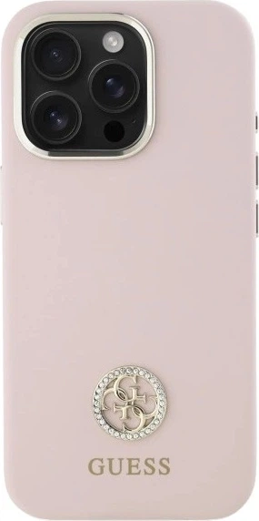 Etui Guess Silicone Logo Strass 4G do Apple iPhone 16 Pro Light Pink (GUHCP16LM4DGPP) - obraz 2