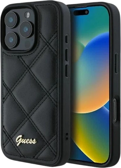 Etui Guess Quilted Metal Logo do Apple iPhone 16 Pro Black (GUHCP16LPSQSQSK) - obraz 1