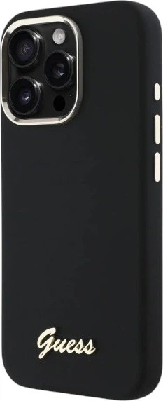 Etui Guess Silicone Script Metal Logo & Frame do Apple iPhone 16 Pro Black (GUHCP16LSMBSLK) - obraz 3
