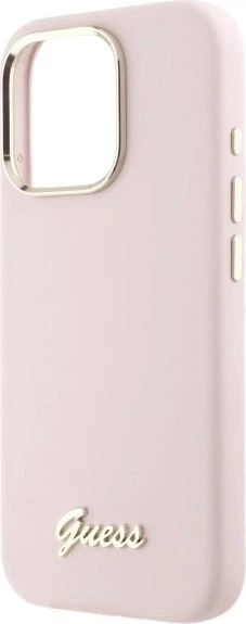 Etui Guess Silicone Script Metal Logo & Frame do Apple iPhone 16 Pro Pink (GUHCP16LSMBSLP) - obraz 6