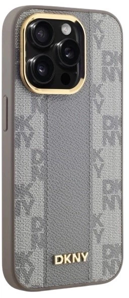 Etui DKNY Leather Checkered Mono Pattern MagSafe do Apple iPhone 14 Pro Beige (3666339259952) - obraz 4