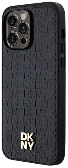 Etui DKNY Leather Pattern Metal Logo MagSafe do Apple iPhone 14 Pro Black (3666339261498) - obraz 2