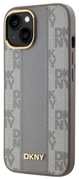 Etui DKNY Leather Checkered Mono Pattern MagSafe do Apple iPhone 14 Beige (3666339259938) - obraz 2