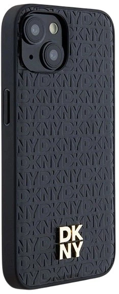 Etui DKNY Leather Monogram Pattern Metal Logo MagSafe do Apple iPhone 15 / 14 / 13 Black (3666339261412) - obraz 4