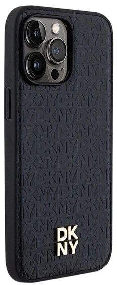Etui DKNY Leather Monogram Pattern Metal Logo MagSafe do Apple iPhone 14 Pro Max Black (3666339261504) - obraz 4