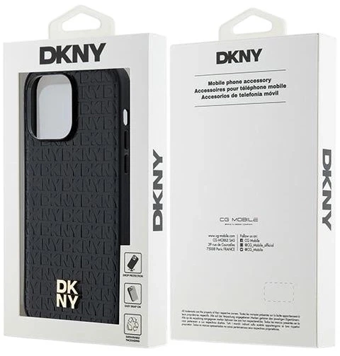 Etui DKNY Leather Monogram Pattern Metal Logo MagSafe do Apple iPhone 14 Pro Max Black (3666339261504) - obraz 8