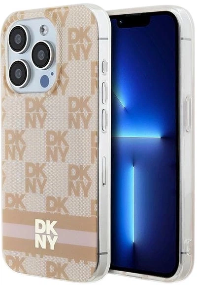 Etui DKNY IML Checkered Mono Pattern & Printed Stripes MagSafe do Apple iPhone 15 Pro Pink (3666339269098) - obraz 1