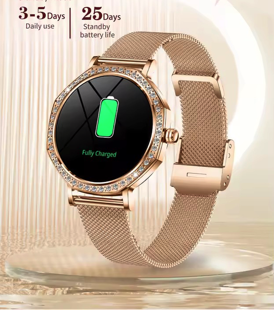 Смарт-годинник жіночий LEMFO KC98 Gold (пульсоксиметр, дзвінки) Amoled екран - зображення 11