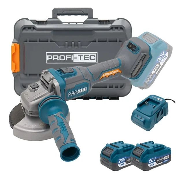Акумуляторна кутова шліфувальна машина PROFI-TEC PPGA203 UltraCore (2×PT2040VX (4.0 Аг), зарядний пристрій) (007640) - Фото 1 Акумуляторна кутова шліфувальна машина PROFI-TEC PPGA203 UltraCore (2×PT2040VX (4.0 Аг), зарядний пристрій) (007640) - изображение 1