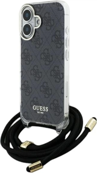 Etui Guess Crossbody Cord 4G Print do Apple iPhone 16 Black (GUHCP16SHC4SEK) - obraz 2