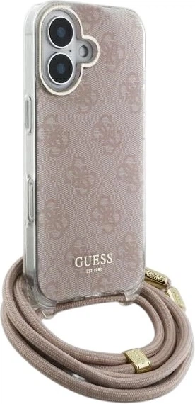 Etui Guess Crossbody Cord 4G Print do Apple iPhone 16 Pink (GUHCP16SHC4SEP) - obraz 3