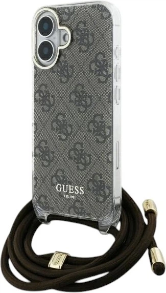 Etui Guess Crossbody Cord 4G Print do Apple iPhone 16 Brown (GUHCP16SHC4SEW) - obraz 2