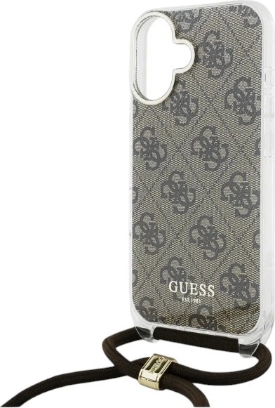 Etui Guess Crossbody Cord 4G Print do Apple iPhone 16 Brown (GUHCP16SHC4SEW) - obraz 5